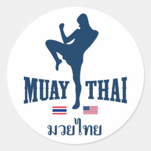 Sticker Rond Muay Thaïlande thaïlandaise Etats-Unis