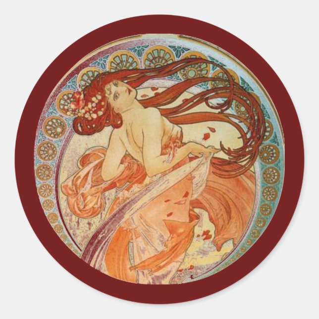 Sticker Rond Mucha Woman (Devant)