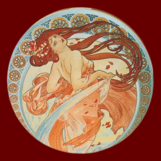Sticker Rond Mucha Woman (Créateur téléchargé)