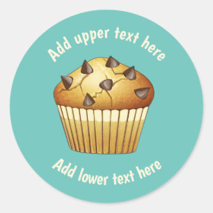 Sticker Rond Muffin à puces de chocolat et votre texte sur n'im