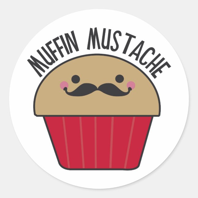 Sticker Rond Muffin Mustache (Devant)