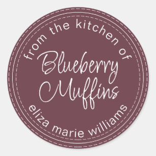 Sticker Rond Muffins aux bleuets de couleur bordeaux de la gamm