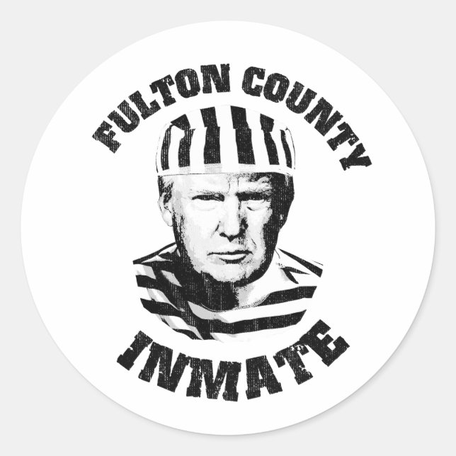 Sticker Rond Mugshot du détenu du comté de Fulton (Devant)
