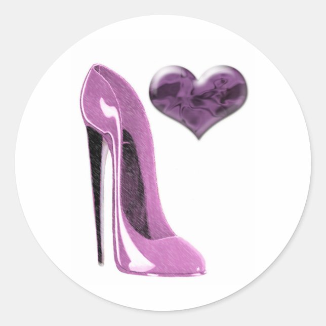 Sticker Rond Mulberry Pink Stiletto Chaussure talon haut et coe (Devant)