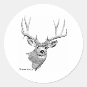 Sticker Rond Mule Deer