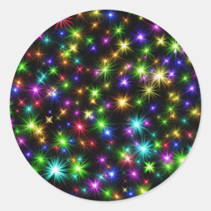 Sticker Rond Multicolor Christmas Star Rays-57191