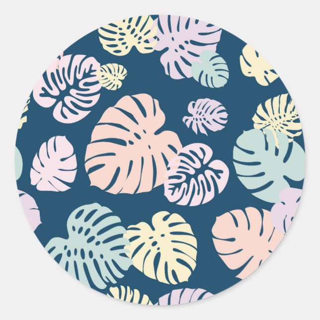 Sticker Rond Multicolor Feuilles tropicaux 4 (Devant)