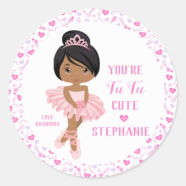 Sticker Rond Multiculture Tu Tu Cute Ballerina (Devant)
