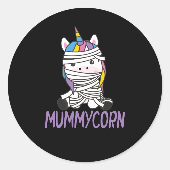 Sticker Rond Mummycorn Unicorn Mummy Costume d'Halloween (Devant)