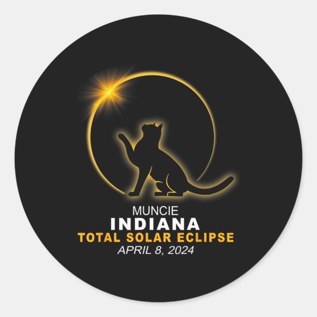Sticker Rond Muncie 2024 Éclipse solaire totale (Devant)