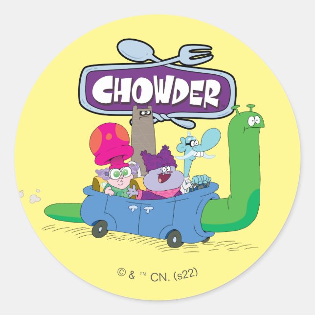 Sticker Rond Mung, Chowder, Shnitzel & Truffes en voilier (Devant)