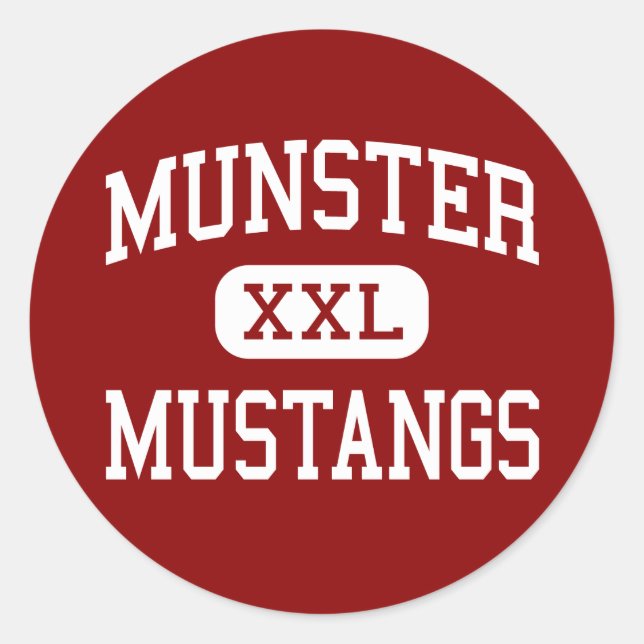 Sticker Rond Munster - Mustangs - Lycée - Munster Indiana (Devant)