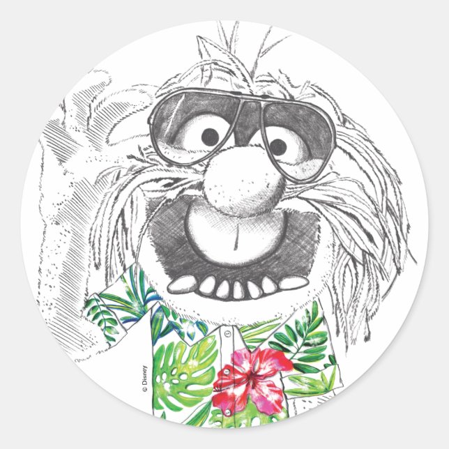 Sticker Rond Muppets | Animal Dans Une Chemise Hawaïenne (Devant)
