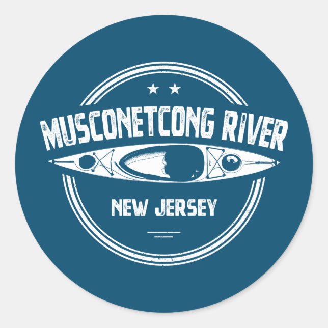 Sticker Rond Musconetcong River New Jersey Kayak (Devant)