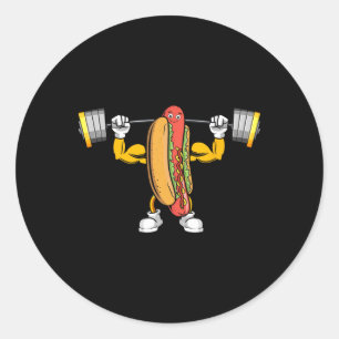Sticker Rond Musculaire Hot Dog Deadlift Bodybuilding Fitness F