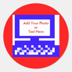 Sticker Rond MUSÉE Série Artiste Images Ordinateur Bleu