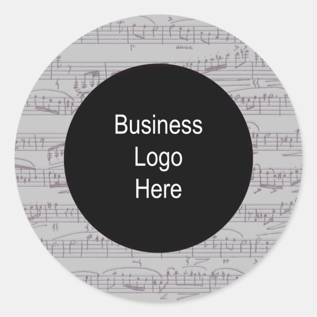 Sticker Rond Music Clef Notes Business Logo Classic Round Stic (Devant)