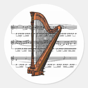 Sticker Rond Musical 02 B d'harpe