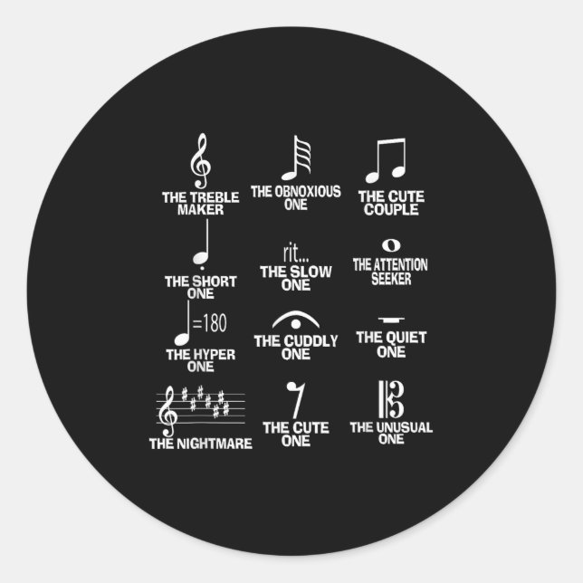Sticker Rond Musical Notes Symbol Definition Humor Funny Christ (Devant)