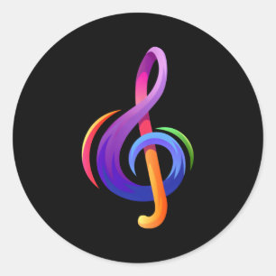 Sticker Rond Musical Treble Clef Notes musicales G Clef