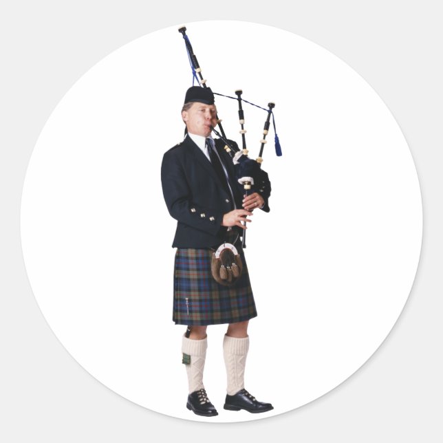 Sticker Rond Musicien Bagpipe (Devant)