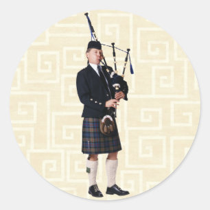 Sticker Rond Musicien Bagpipe