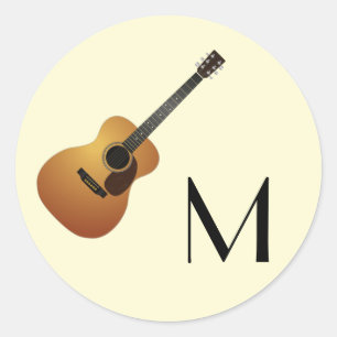 Sticker Rond Musicien de guitare acoustique professeur de musiq