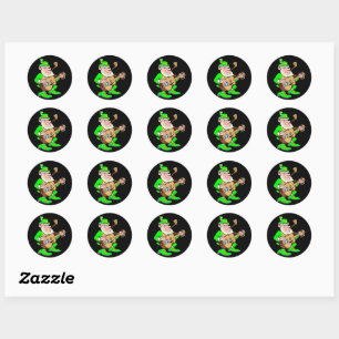 Sticker Rond Musicien Leprechaun