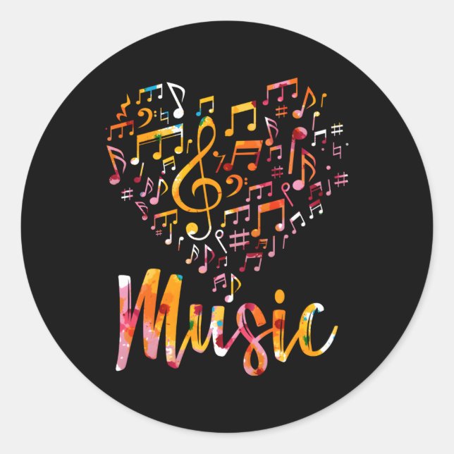 Sticker Rond Musicien musique instrumut notes de musique Treble (Devant)