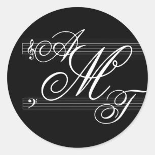 Sticker Rond Musiciens amoureux logo monogramme