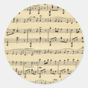 Sticker Rond Musique Antique Sheet