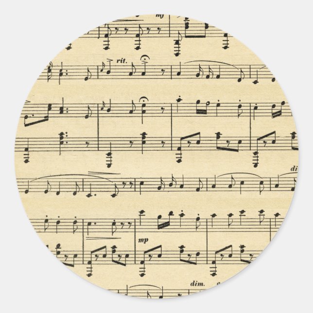Sticker Rond Musique Antique Sheet (Devant)