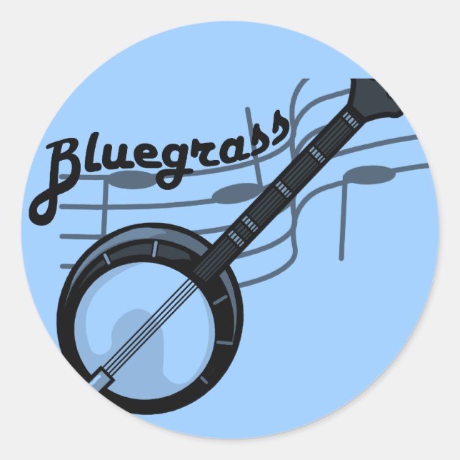 Sticker Rond Musique Bluegrass avec banjo (Devant)