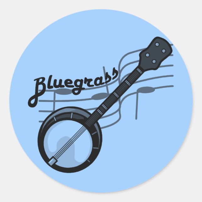 Sticker Rond Musique Bluegrass avec banjo (Devant)