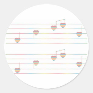 Sticker Rond Musique de l'autocollant de coeur