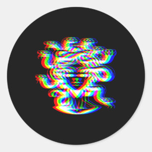 Sticker Rond Musique De Maison Medusa Dj Illusion Optique Edm H
