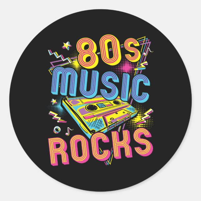 Sticker Rond Musique des années 80 Rock des années 80 (Devant)