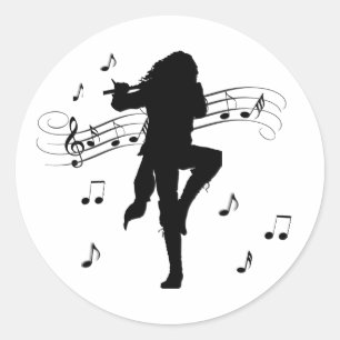 Sticker Rond Musique d'un incroyable joueur de flûte solitaire 