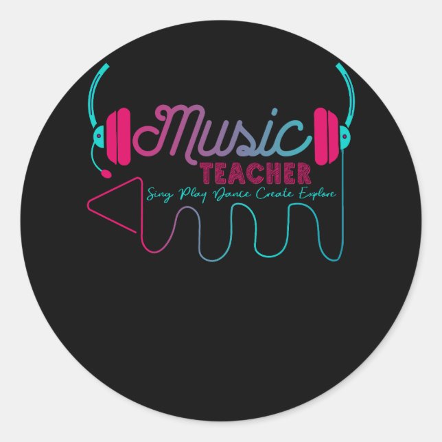 Sticker Rond Musique Enseignant Chanter Jouer Danse Créer Explo (Devant)