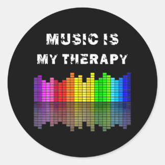Sticker Rond Musique est mon égaliseur thérapeutique DJ Citatio