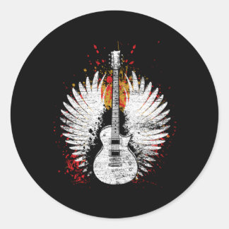 Sticker Rond Musique Guitare Guitare Noir Petit