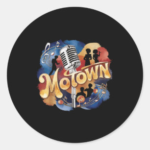 Sticker Rond Musique Motown Groovy Vintage Art à l'aquarelle