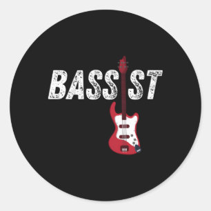Sticker Rond Musique musicienne de la guitare du bassiste Bassa