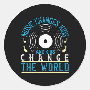 Sticker Rond Musique - Musique Et Enfants Changent Le Monde
