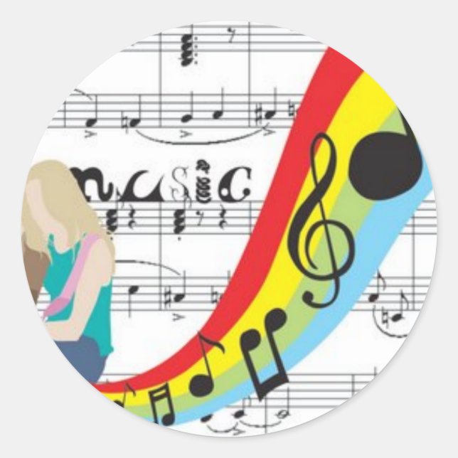 Sticker Rond Musique notes couleurs (Devant)
