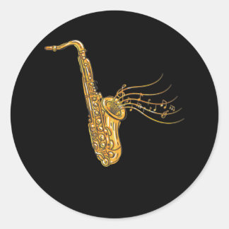 Sticker Rond Musique saxophone Note Musicien de jazz Saxophonis