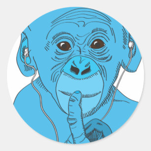 Sticker Rond Musique singe