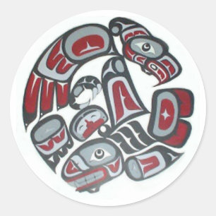 Sticker Rond Musique Totem tribal amérindien