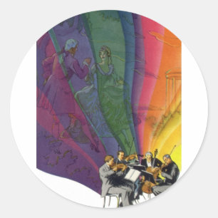 Sticker Rond Musique vintage Arc-en-ciel, Couple victorien