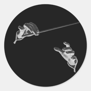 Sticker Rond Musique vintage, mains du chef avec un Baton
